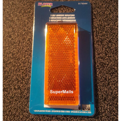 Blazer 2 Pk. 3-1/8 In. Rectangular Self-Adhesive Reflector, Amber product photo