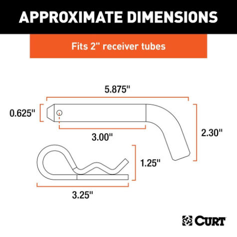 Curt 5/8" Hitch Pin (2" Receiver, Zinc, Packaged) product photo