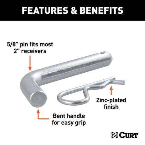 Curt 5/8" Hitch Pin (2" Receiver, Zinc, Packaged) product photo