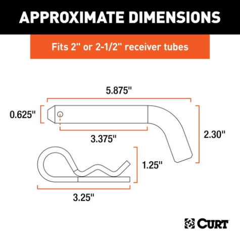 Curt 5/8" Hitch Pin (2" Or 2-1/2" Receiver, Zinc) product photo