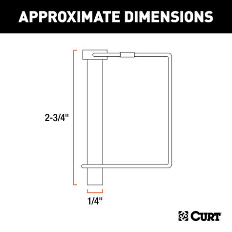 Curt 1/4" Safety Pin (2-3/4" Pin Length, Packaged) product photo