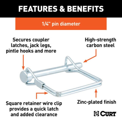 Curt 1/4" Safety Pin (2-3/4" Pin Length, Packaged) product photo