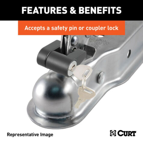 Curt 2" Straight-Tongue Coupler With Posi-Lock (3" Channel, 3,500 Lbs, Zinc) product photo