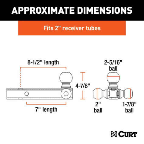 Curt Multi-Ball Mount (2" Hollow Shank, 1-7/8", 2" & 2-5/16" Chrome Balls) product photo