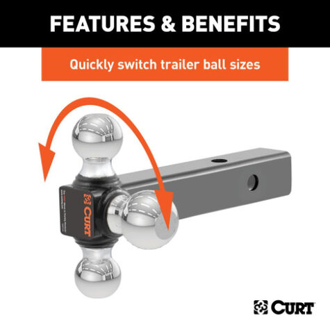 Curt Multi-Ball Mount (2" Hollow Shank, 1-7/8", 2" & 2-5/16" Chrome Balls) product photo