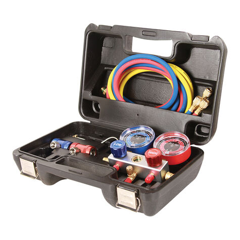 FJC R-1234yf Manifold Gauge Set In Case w/Hoses and Adapters product photo