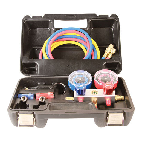 FJC R-1234yf Manifold Gauge Set In Case w/Hoses and Adapters product photo