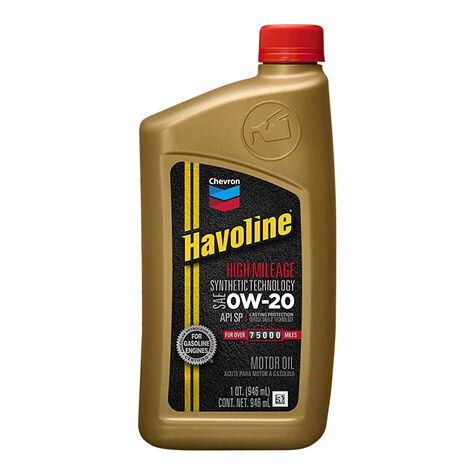 Havoline High Mileage Synthetic Technology SAE 0W-20 - Quart product photo