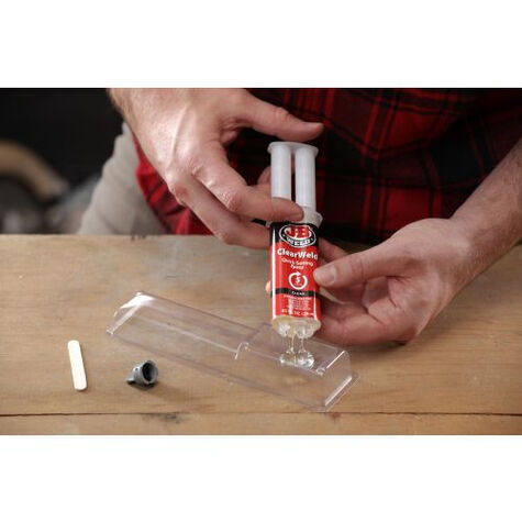 J-B Weld MinuteWeld Instant-Setting Epoxy Syringe, Clear - 25 ml. product photo