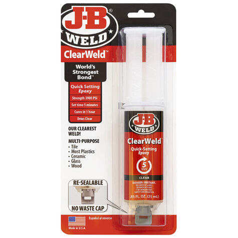 J-B Weld ClearWeld Quick-Setting Epoxy Syringe, Clear - 25 ml. product photo