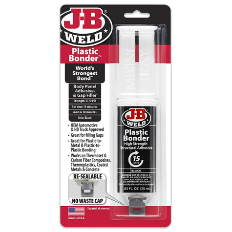 J-B Weld Plastic Bonder Body Panel Adhesive and Gap Filler Syringe, Black - 25 ml. product photo