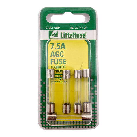 Littelfuse AGC Glass Fuse, 7.5A, Carded product photo