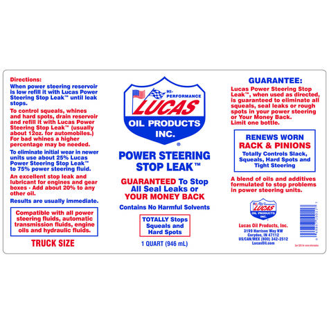 Lucas Oil Power Steering Stop Leak - 1 Quart product photo