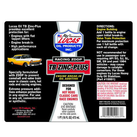 Lucas Oil Engine Break-In Oil Additive - 16 fl. oz. product photo