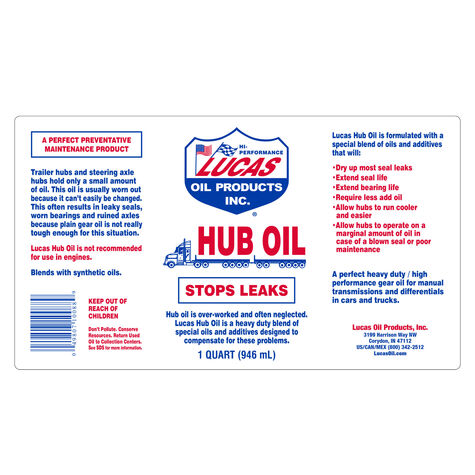 Lucas Oil Hub Oil - 1 Quart product photo