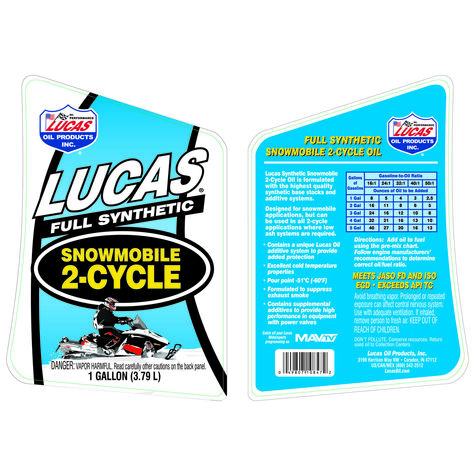 Lucas Oil Synthetic 2-Cycle Snowmobile Oil - 1 Gallon product photo