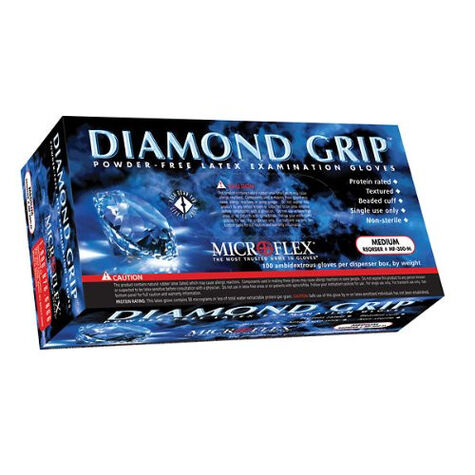 Microflex Diamond Grip Latex, Powder-Free Gloves, Large - 100 ct product photo