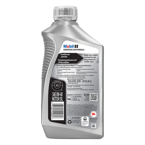 Mobil 1 FS European Car Formula Full Synthetic Motor Oil SAE 0W-40, 1 Quart product photo