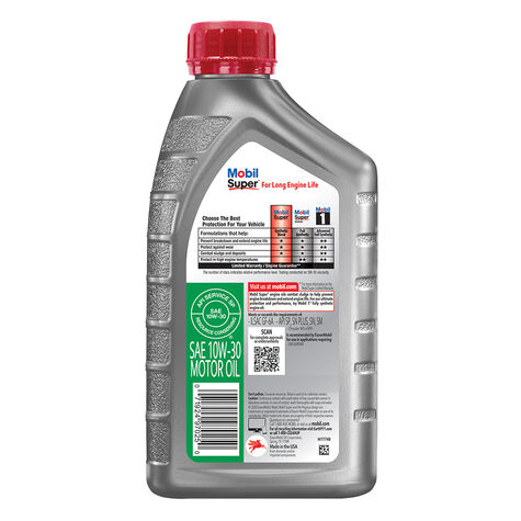 Mobil Super Synthetic Blend Motor Oil SAE 10W-30, 1 Quart product photo