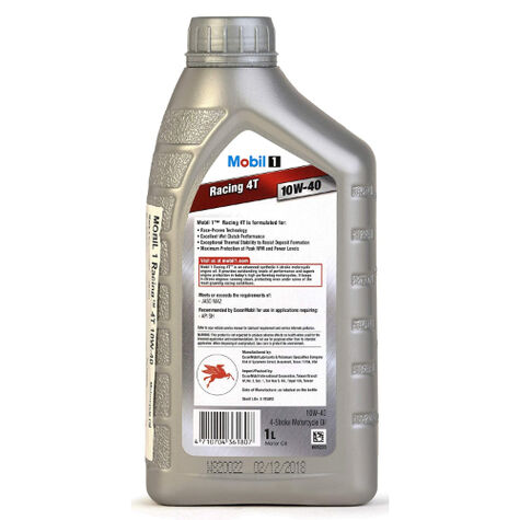 Mobil 1 Racing 4T Full Synthetic Motorcycle Oil SAE 10W-40, 1 Quart product photo