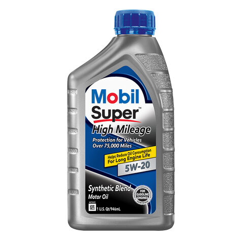 Mobil Super High Mileage Synthetic Blend Motor Oil SAE 5W-20, 1 Quart product photo