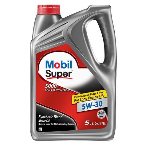 Mobil Super Synthetic Blend Motor Oil SAE 5W-30, 5 Quart product photo