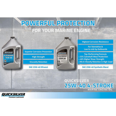 Quicksilver SAE 25W-40 Synthetic Marine Engine Oil - 1 Gallon product photo