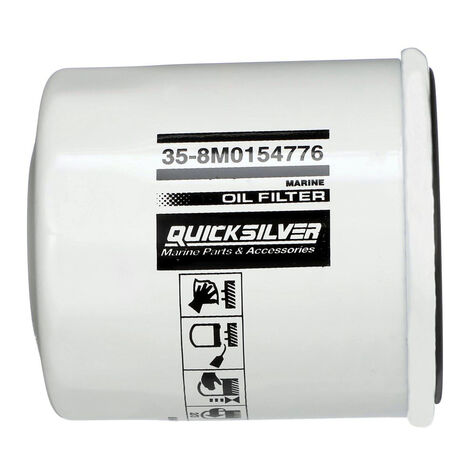 Quicksilver 8M0154776 Oil Filter for Select 2000-2018 Yamaha, Honda, and Nissan/Tohatsu 9.9-115hp Outboards product photo