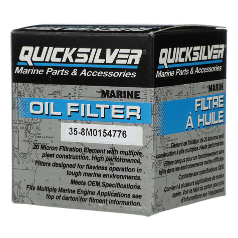 Quicksilver 8M0154776 Oil Filter for Select 2000-2018 Yamaha, Honda, and Nissan/Tohatsu 9.9-115hp Outboards product photo