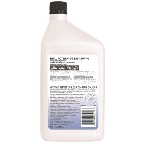 Shell Rotella T4 Triple Protection Conventional SAE 15W-40 Diesel Engine Oil - Quart product photo