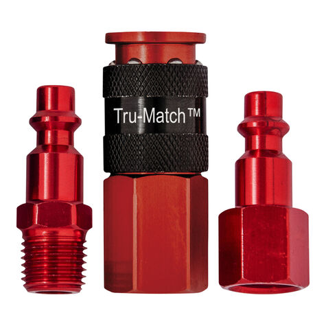 Tru-Flate Tru-Match 1/4" I Design  x 1/4" NPT Aluminum Plug/Coupler Set product photo