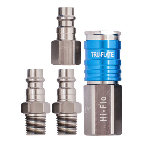 Tru-Flate 1/4" HI FLO Design  x 1/4" NPT Aluminum Plug/Coupler Set product photo