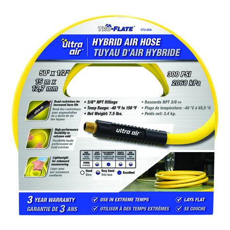 Tru-Flate Hybrid Air Hose - 50' x 1/2" product photo