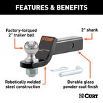 Curt Loaded Ball Mount With 2" Ball (2" Shank, 7,500 Lbs., 2" Drop) product photo